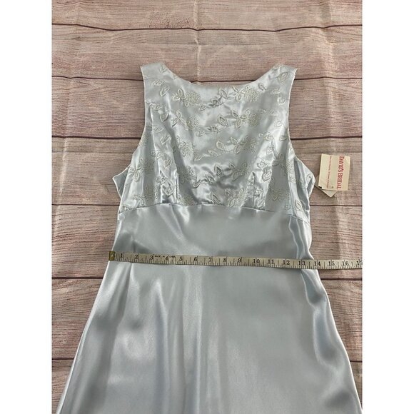 NWT Michaelangelo David's Bridal Ice Blue Satin Sleeveless Dress - 12 - Picture 4 of 14